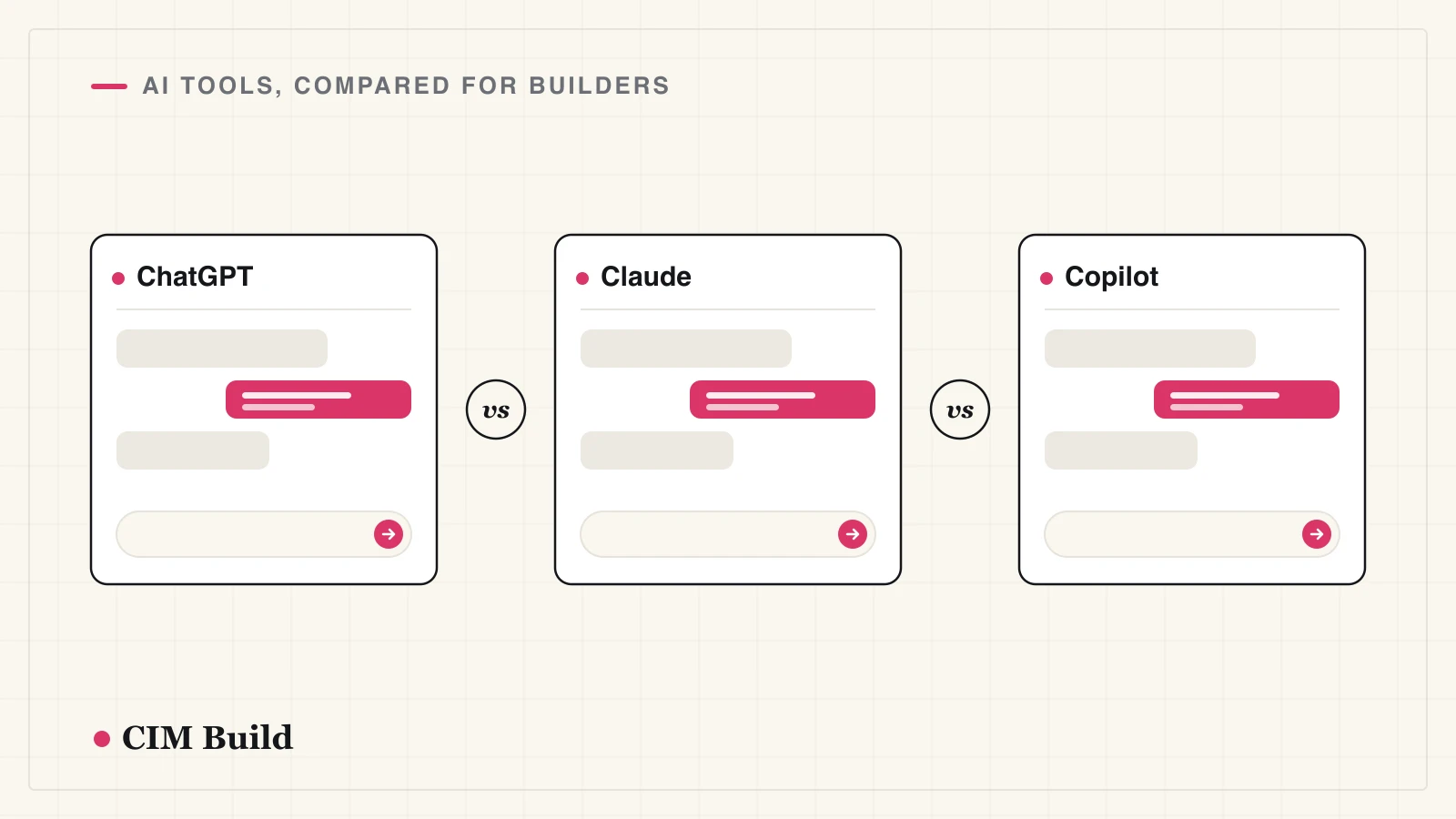 Three general-purpose AI chat panels weighed side by side against a single structured drawing-review checklist